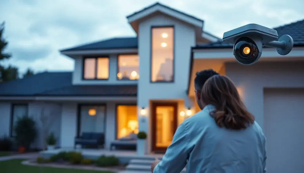 A couple enjoys an intimate moment under smart ambient lighting.